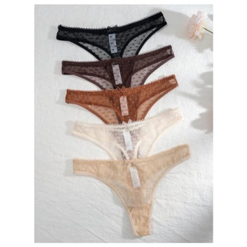 RoseSeek Women's Heart Print Thongs 5-Pack for Ultimate Comfort