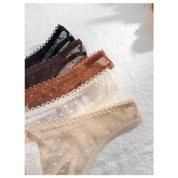 RoseSeek Women's Heart Print Thongs 5-Pack for Ultimate Comfort