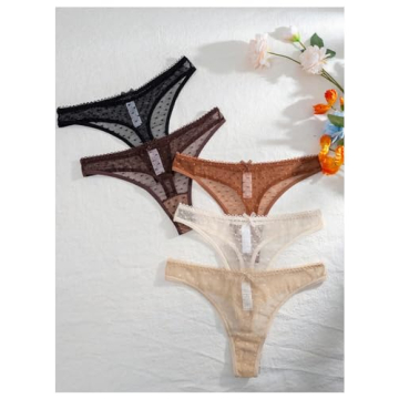 RoseSeek Women's Heart Print Thongs 5-Pack for Ultimate Comfort