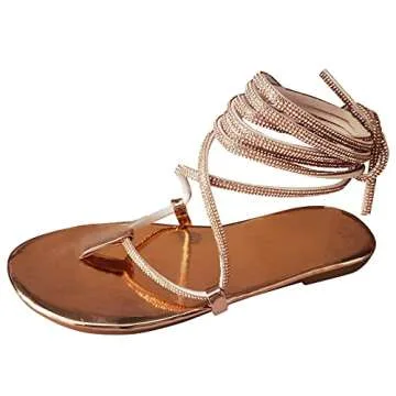 Aniywn Tie Up Flat Gladiator Sandals – Casual Summer Footwear for Women