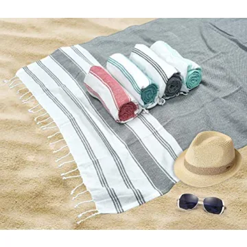 GLAMBURG Turkish Beach Towels Set of 6, Oversized & Quick-Dry