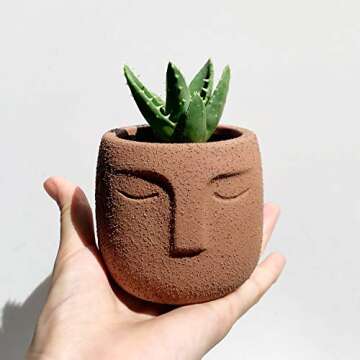 Charming Gepege Concrete Head Planter Set for Succulents