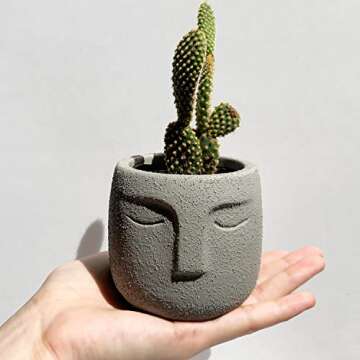 Charming Gepege Concrete Head Planter Set for Succulents