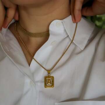 JSJOY Gold Initial Necklace for Women Gold Pendant Initial Necklaces Monogram Letter G Necklace Gold Mens Necklaces