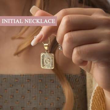 JSJOY Gold Initial Necklace for Women Gold Pendant Initial Necklaces Monogram Letter G Necklace Gold Mens Necklaces