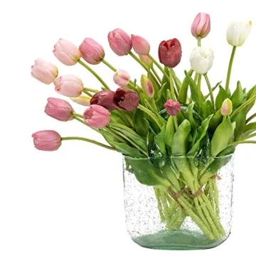 Real Touch DUYONE 15pcs Artificial Tulips for Home Decor