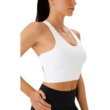JOYSPELS Sports Bras for Women Extra Comfort Criss-Cross Back Padded Workout Tops for Women Medium Support White