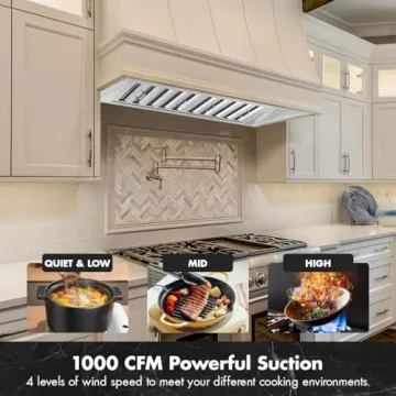 Micmi 48-Inch Range Hood ETL Listed High Performance Ventilation