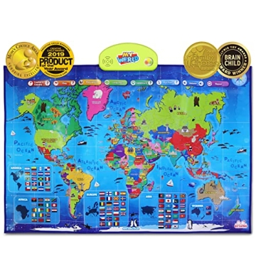 BEST LEARNING i-Poster My World Interactive Map - Educational Talking Toy for Children of Ages 5 to ...