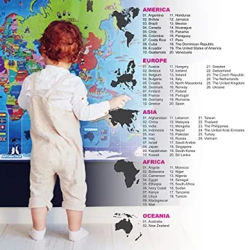 BEST LEARNING i-Poster My World Interactive Map - Educational Talking Toy for Children of Ages 5 to 12 Years Old - Ideal Educational Birthday Gift