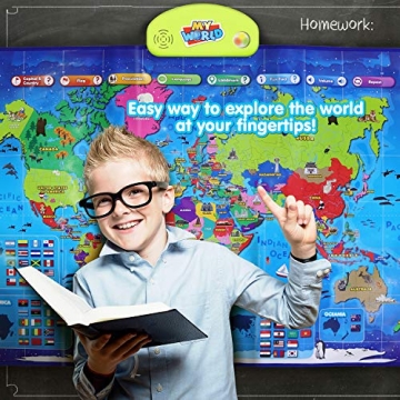 BEST LEARNING i-Poster My World Interactive Map - Educational Talking Toy for Children of Ages 5 to 12 Years Old - Ideal Educational Birthday Gift