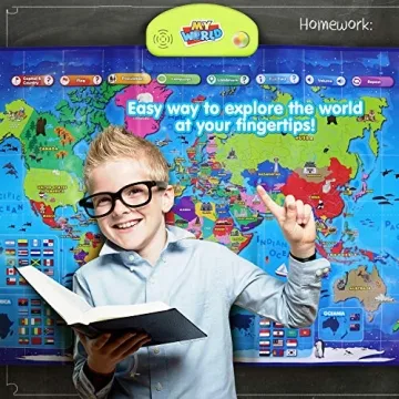 BEST LEARNING i-Poster My World Interactive Map - Educational Talking Toy for Children of Ages 5 to 12 Years Old - Ideal Educational Birthday Gift