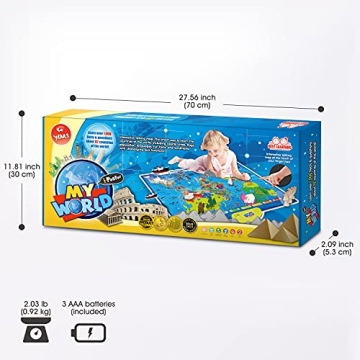 BEST LEARNING i-Poster My World Interactive Map - Educational Talking Toy for Children of Ages 5 to 12 Years Old - Ideal Educational Birthday Gift