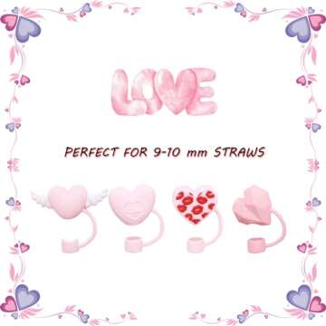 Straw Cover Cap for Stanley Cup, 4pcs 0.4in 10mm Diameter Reusable Dust-Proof Straw Topper Compatibl...