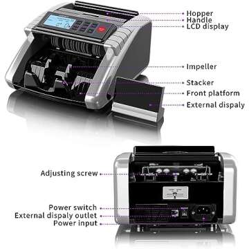 Aneken Money Counter Machine - Advanced Cash Processing with LCD Display and Detection Modes