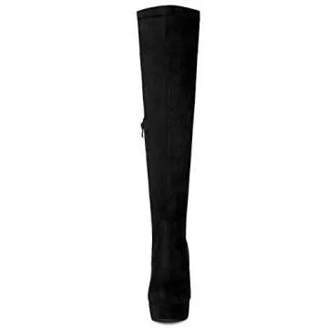 Allegra K Women's Black Over Knee High Platform Boots