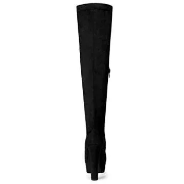 Allegra K Women's Black Over Knee High Platform Boots