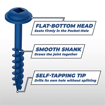 Kreg Premium Pocket-Hole Screws 1 1/4 Inch Blue-Kote