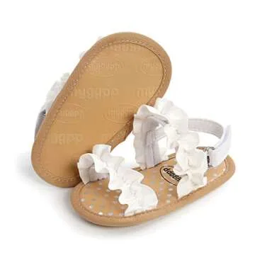 Ohwawadi Baby Girl Sandals Summer Baby Girls Wedding Dress Flats Shoes Soft Infant Newborn Crib Shoes First Walkers Prewalkers