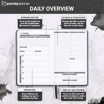 Panda Planner 2025 Undated Daily Planner with Hourly Schedule and Gratitude Journal
