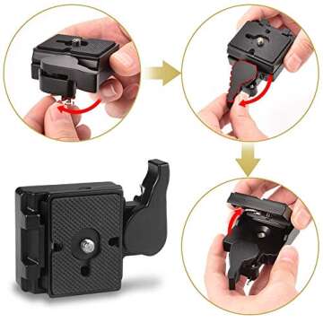 UTEBIT 323 RC2 Quick Release Plate, Metal Rapid Adapter with 1/4" and 3/8" Camera Screw Tripod Mount Plate Fit Only for Manfrotto Tripod