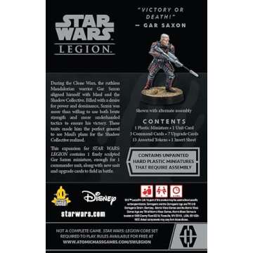 Star Wars: Legion Gar Saxon COMMANDER EXPANSION - Ruthless Mandalorian Precision! Tabletop Miniatures Strategy Game for Kids and Adults, Ages 14+, 2 Players, 3 Hour Playtime, Made by Atomic Mass Games