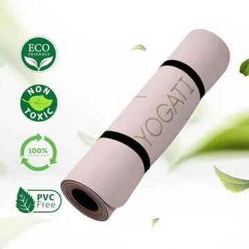 YOGATI Yoga Mat Non-Slip Non-Toxic with Carry Strap Yoga Mat with Alignment Lines. Ideal Yoga Mats as Gymnastics Mat, Sports Mat, Fitness Mat, Yoga Mat