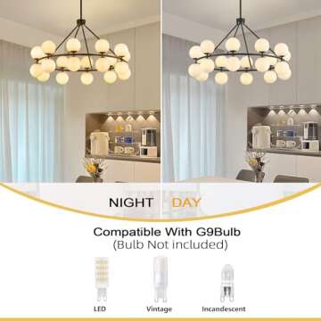 MERCASA Modern Black Chandeliers 35" Large Round Chandelier with Milk Glass Balls Wagon Wheel Ceiling Pendant Light Fixture Farmhouse for Dining Room Living Room Staircase