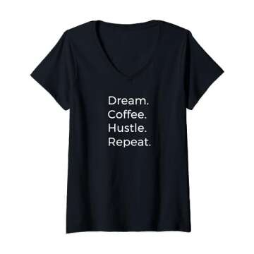 Boss Entrepreneur GirlBoss Dream Coffee Hustle Repeat V-Neck T-Shirt