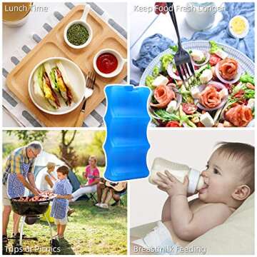 Reusable Ice Packs for Breastmilk Storage -Lunch Box and Breast Pump Bag，Fits Around Breastmilk Ba...