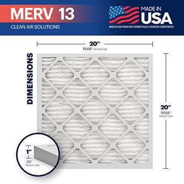 BNX TruFilter 20x20x1 MERV 13 (4-Pack) AC Furnace Air Filter - MADE IN USA - Electrostatic Pleated A...