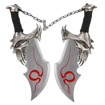Armory Replicas™ - Blades of Chaos Kratos Twin Blade Set with Real Metal - Perfect for God of War Enthusiasts and Cosplay - Includes Display Plaque