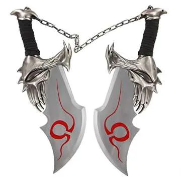 Armory Replicas™ - Blades of Chaos Kratos Twin Blade Set with Real Metal - Perfect for God of War Enthusiasts and Cosplay - Includes Display Plaque