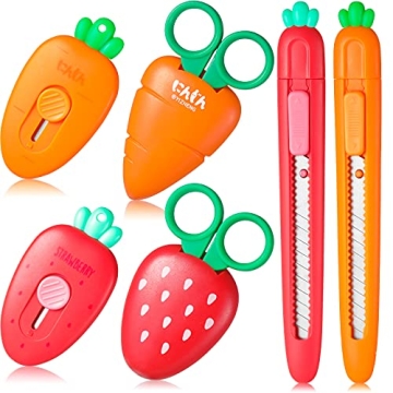 Cute Mini Utility Knives for Crafts and Office Use - 6 Pcs
