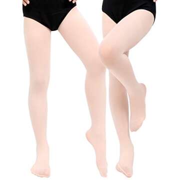 Syhood 6 Pairs Girls Dance Tights Soft Toddler Dance Ballet Tights for Toddler Girls Favor (Nude, White,Black,M)