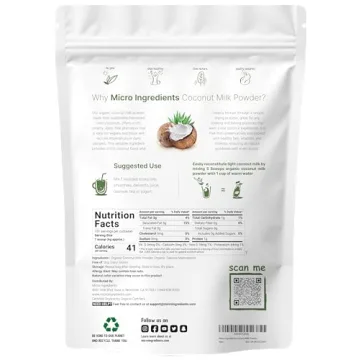 Micro Ingredients Organic Coconut Milk Powder, 2 Pound (32 Ounce), Plant-Based Creamer, Perfect for Coffee, Tea and Smoothie, Non-GMO and Keto Friendly
