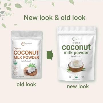 Micro Ingredients Organic Coconut Milk Powder, 2 Pound (32 Ounce), Plant-Based Creamer, Perfect for Coffee, Tea and Smoothie, Non-GMO and Keto Friendly