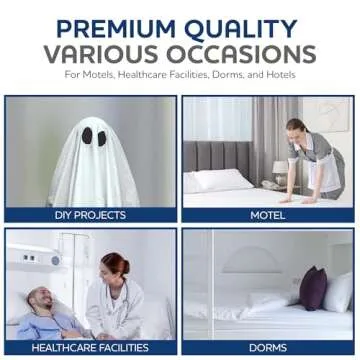 Linteum Textile Supply White Bed Sheet Twin 180 Thread Count Flat Sheets Durable Breathable Poly Cotton Blend Top Sheets for Hospital Bed, Massage Table, Spa, Home, Hotel [66x104 Inches 12 Pack]