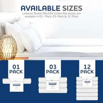 Linteum Textile Supply White Bed Sheet Twin 180 Thread Count Flat Sheets Durable Breathable Poly Cotton Blend Top Sheets for Hospital Bed, Massage Table, Spa, Home, Hotel [66x104 Inches 12 Pack]