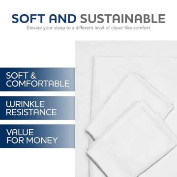Linteum Textile Supply White Bed Sheet Twin 180 Thread Count Flat Sheets Durable Breathable Poly Cotton Blend Top Sheets for Hospital Bed, Massage Table, Spa, Home, Hotel [66x104 Inches 12 Pack]