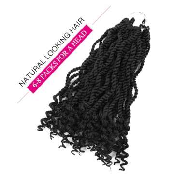 TOZIKA Wavy Senegalese Twist Crochet Hair 12 Inch for Black Women Pre-twisted Kids Crochet Hair 6 Packs Braids Ends Synthetic Hair Extension(1B#)