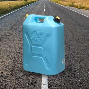 Scepter Water Can with Easy-Pour Spout for Camping/Emergency/Off-Road, 5 Gallon, Blue