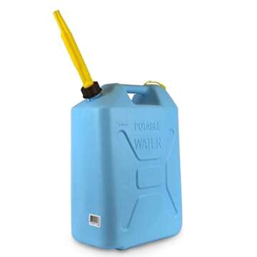 Scepter Water Can with Easy-Pour Spout for Camping/Emergency/Off-Road, 5 Gallon, Blue