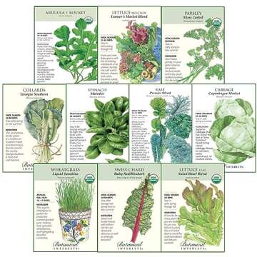 Botanical Interests Power Greens Organic, Heirloom, and Non-GMO Seed Collection - 10 Packets with Re...