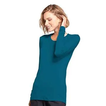 Cherokee Women's Long Sleeve Knit Shirt, Caribbean Blue, X-Large