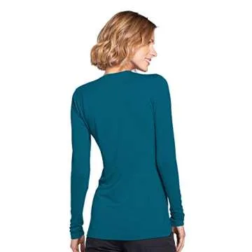 Cherokee Women's Long Sleeve Knit Shirt, Caribbean Blue, X-Large