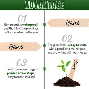 Whaline Eco-Friendly Wooden Plant Labels - 50Pcs with Pen