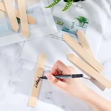 Whaline Eco-Friendly Wooden Plant Labels - 50Pcs with Pen