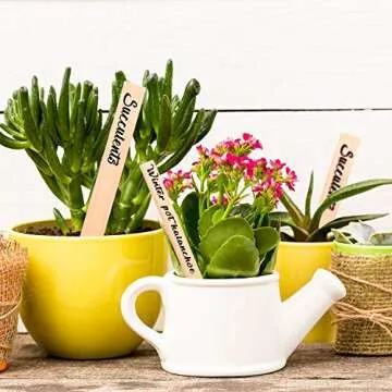 Whaline Eco-Friendly Wooden Plant Labels - 50Pcs with Pen