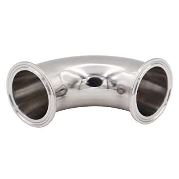 DERNORD 2" Tube OD Sanitary Ferrule Elbow 90 Degree Pipe Fitting with 2 Silicone Gaskets SUS304 Tri ...